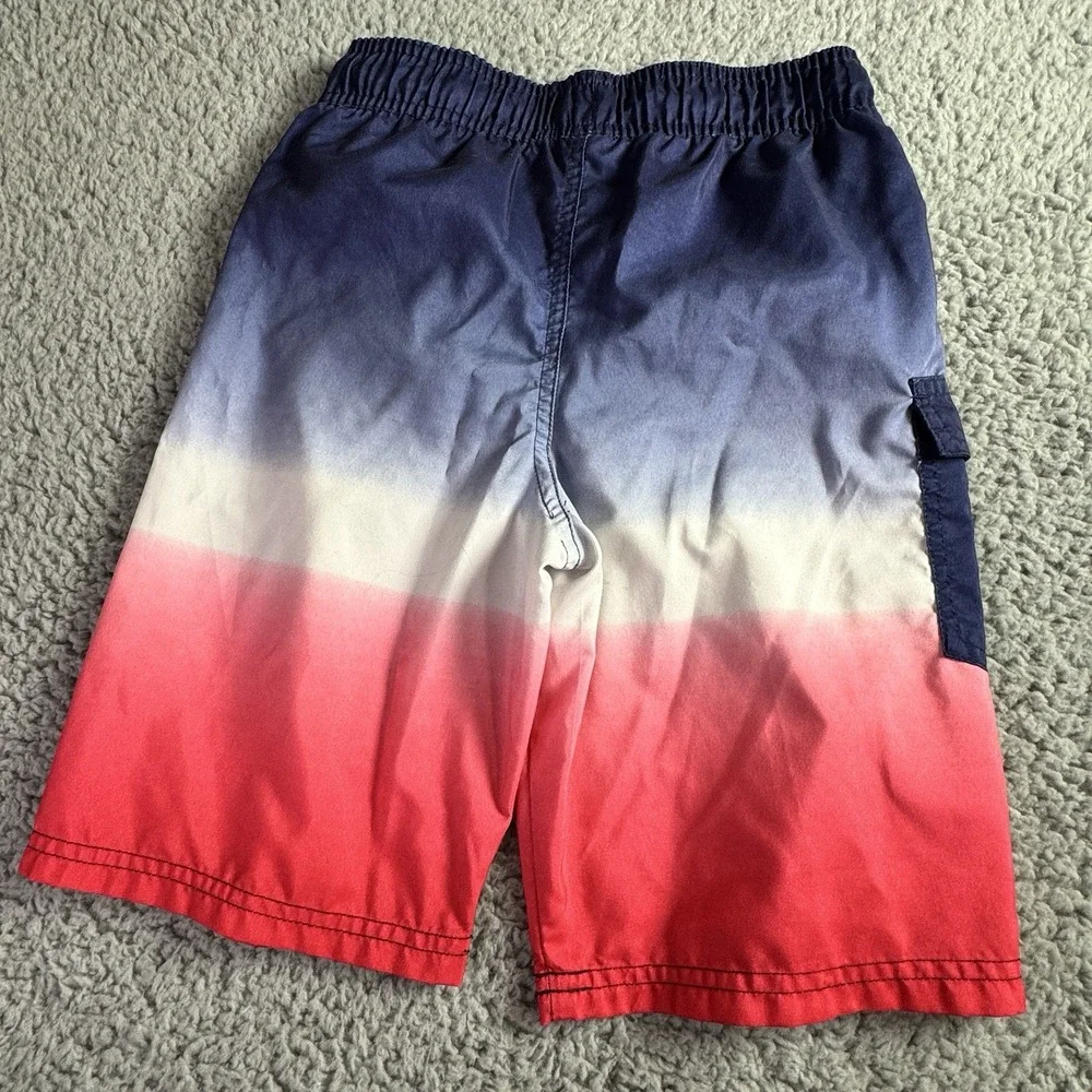 Cat‎ & Jack Boys Red White Blue Swim Trunks Swimsuit UPF 50+ Size Medium 8/10
